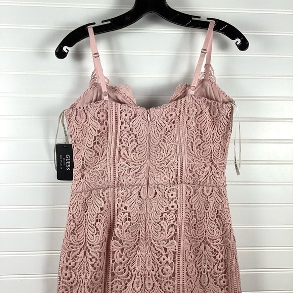 GUESS   NWT Textured Knit Slipdress  with lace Tgread detail Midi Dress Size 4 - Picture 10 of 14
